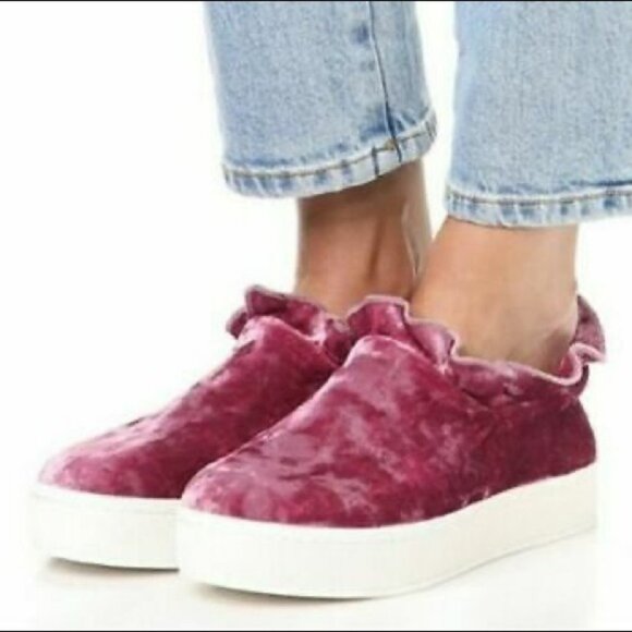 Opening Ceremony black velvet  Didi ruffle platform sneakers size 7 - Picture 15 of 16